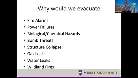 Thumbnail for Module 8 Evacuation and SIP (2.b) SAFE 3650 VTL Spring 2025 35661 - Quiz