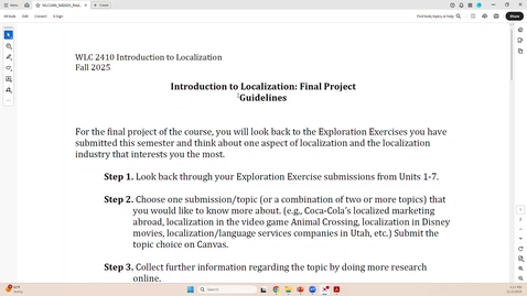 Thumbnail for WLC 2410 Fall 2025 - Final Project Guidelines