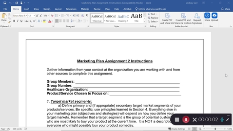 Thumbnail for Garr HAS 3020 Marketing Plan Assignment 2 Instructions