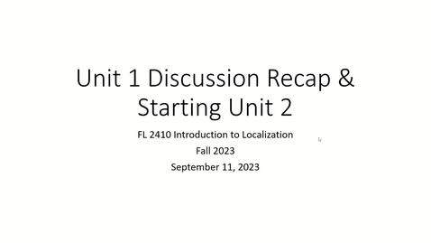 Thumbnail for 09112023 Unit 1 Recap &amp; Starting Unit 2