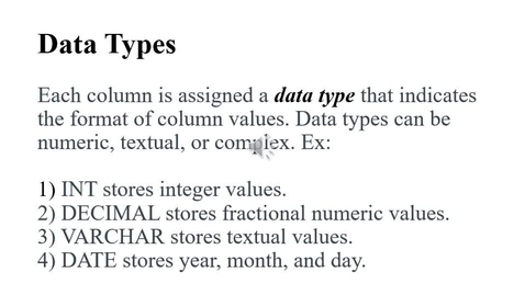 Thumbnail for entry Relational Database and SQL 3 - Data Types