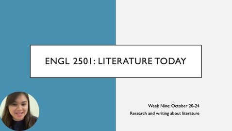 Thumbnail for ENGL 2501 Week Nine Fall 2025 Recording