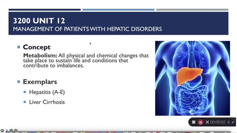 Thumbnail for entry Unit 12 RECORDED LECTURE Hepatic Disorders 