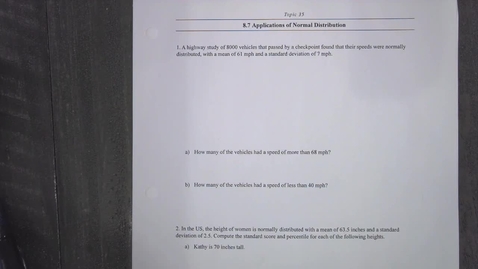 Thumbnail for Topic 35 - Applications of Normal Distribution