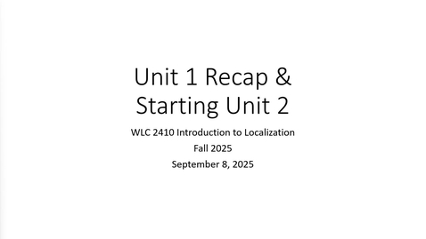 Thumbnail for WLC 2410 Fall 2025 - Monday, 9/8 Announcement