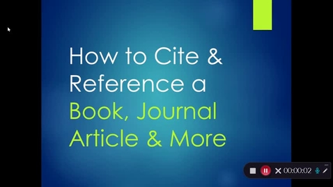 Thumbnail for entry How to Cite and Reference 101