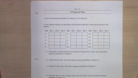 Thumbnail for entry Topic 25 - Expected Value