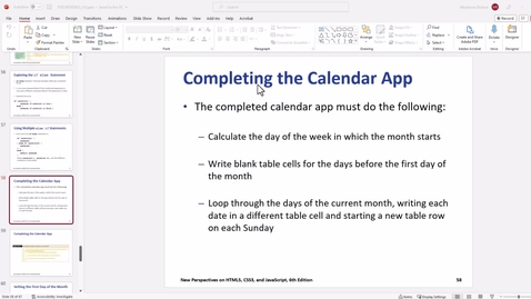 Thumbnail for Video 8 - Generating a calendar