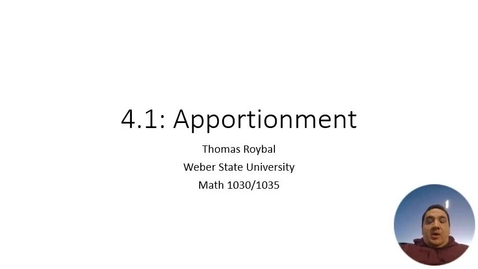 Thumbnail for ME 4.1-Introduction to Apportionment