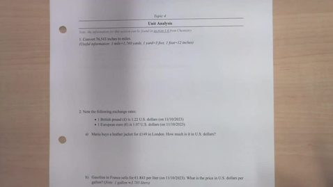 Thumbnail for Topic 4 - Unit Analysis