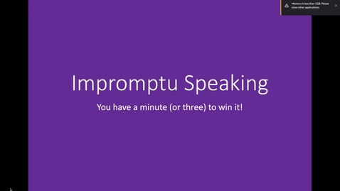 Thumbnail for COMM 1020 - Impromptu Speaking