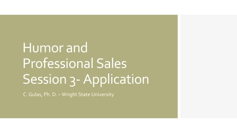 Thumbnail for entry Humor in Sales Part 3 -Application