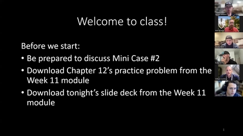 Thumbnail for Class Recording Week 11 Wednesday Night