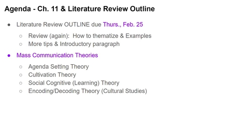 Thumbnail for entry 6010 - Ch. 11:  Mass Comm Theories - Group Discussion Qs #7