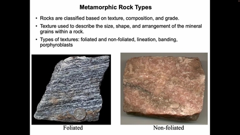 Thumbnail for Metamorphic Rock Types Lecture 2