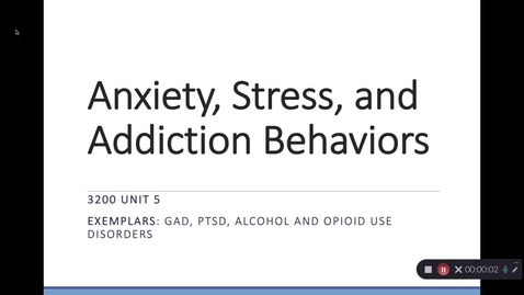 Thumbnail for Unit 5 RECORDED LECTURE Anxiety and Addiction Part 1