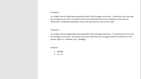 Thumbnail for Single channel system-Final exam tutorial video