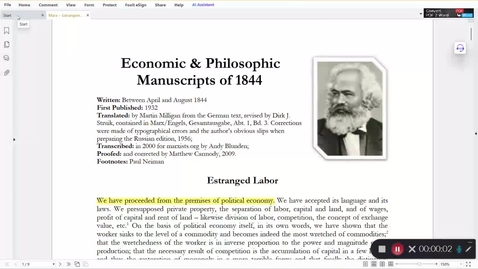 Thumbnail for Marx on estranged labor