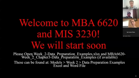 Thumbnail for Week 3: MBA 6620 (31738)MIS 3230 (35858) Class