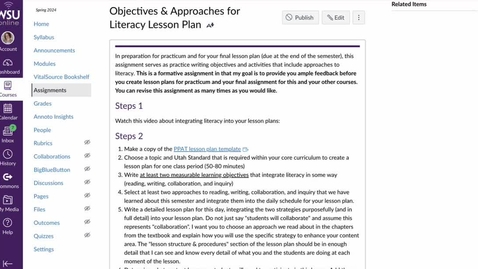 Thumbnail for entry Objectives &amp; Approaches to Literacy Lesson Plans
