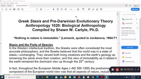 Thumbnail for ANTH1020: Lamarck and Stasis - Part 1 (new23)