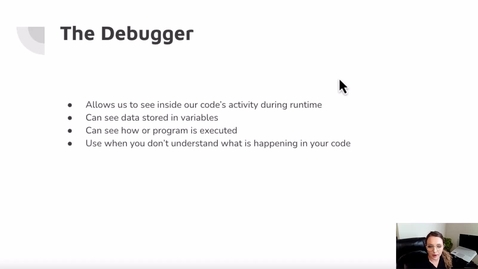 Thumbnail for entry 4 - Debugger overview