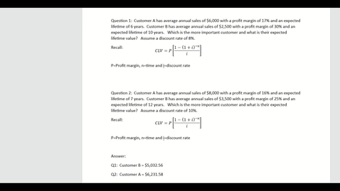 Thumbnail for Customer lifetime value - Final exam video