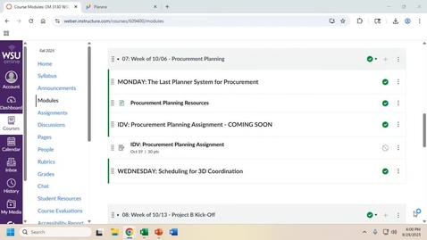 Thumbnail for CM3130_Procurement&amp;BIMCoordinationPlanning_RecoredLecture_250929