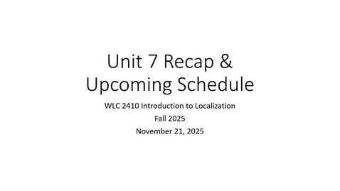 Thumbnail for WLC 2410 Fall 2025 - Friday, 11/21 Announcement