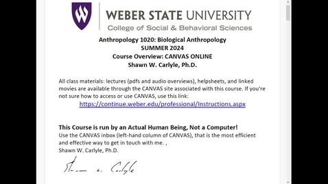 Thumbnail for entry ANTH 1020: Biological Anthropology: Course Overview SU24
