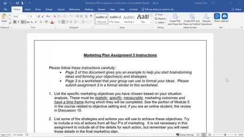Thumbnail for Garr HAS 3020 Marketing Plan Assignment 3 Instructions
