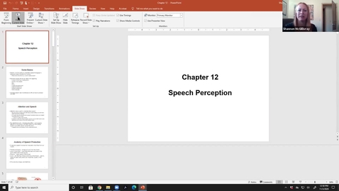 Thumbnail for Clip of Sensation &amp; Perception Class Psy 3730 - Chapter 12 Part 1