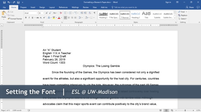 Font to use in research paper picture