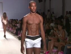 Models walk the runway during the AZ Araujo swimwear 2012 show Stock Footage