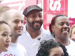 Jesse Martin and United Healthcare Volunteers at the 13th Annual EIF Revlon Run/Walk For Women at New York NY. (Footage by WireImage Video/GettyImages) Stock Footage