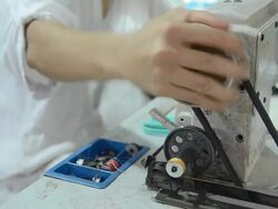 People Use Sewing Machine Stock Footage