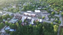 4K aerial establishing shot of the town of Bristol, Vermont, USA Stock Footage