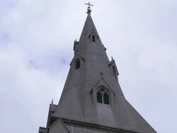 Stone spire of Armagh cathedral, Northern Ireland Stock Footage