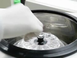Laboratory blood centrifuge. Stock Footage