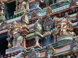 MS TU Shot of Hindu temple exterior / Mahe, Seychelles Stock Footage