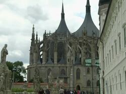 Tilt down St Barbara church Kutna hora Czech Republic Stock Footage