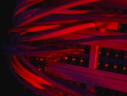 Server with Wires and Red light Stock Footage