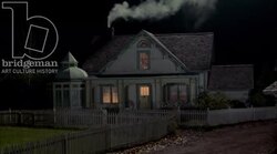 Static shot of a country home in the countryside by night Stock Footage