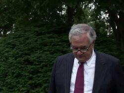 June 17, 2009 MS Representative Barney Frank and others leaving the White House following President Obama's address on the economy / Washington, DC / AUDIO Stock Footage