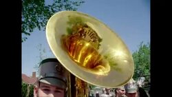MS Performers marching in parade on street / United States Stock Footage
