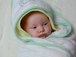 Baby girl after bath Stock Footage