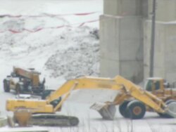 MS ZO Construction site with large cranes and shovels / Minneapolis, Minnesota, United States Stock Footage
