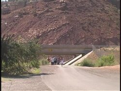 Runners at Red Rock Highway Stock Footage