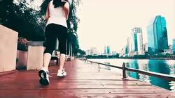 SLO MO TS Urban runners excercising in the City,color grading Stock Footage