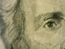 Pan across Andrew Jackson's face on the $20 bill Stock Footage